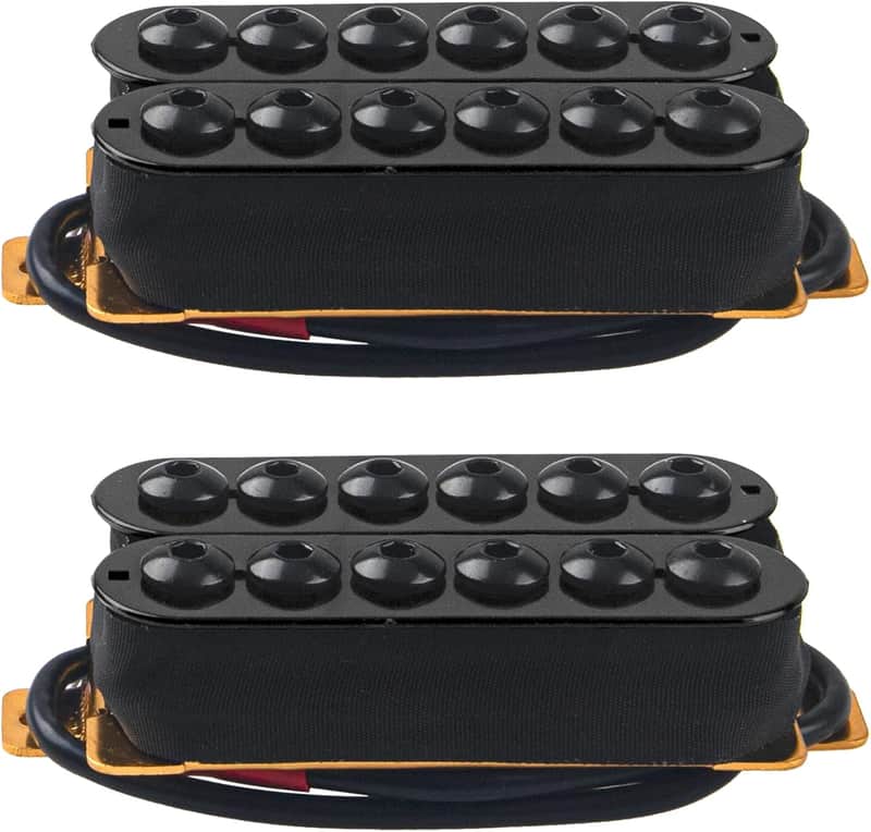 1Pair High Output Magnet Electric Guitar Neck Bridge Pickup Set N/B Compatible with Electric Guitar Pickup (Black) image 1