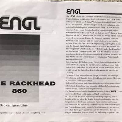 ENGL Tube Rackhead 860 – Rare 2U All-Tube Stereo Rack Amp | Made in Germany | Gator Rack Trolley Included image 6