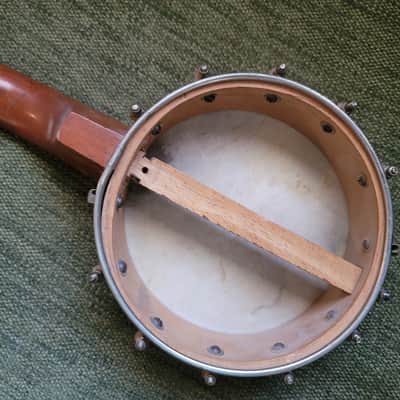 Vintage 1920s–1930s Unbranded Banjo Ukulele Banjolele 4-String Metal Pot image 12