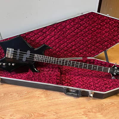 B.C. Rich Platinum Series Warlock Black Bass Guitar w/ Coffin Case image 1