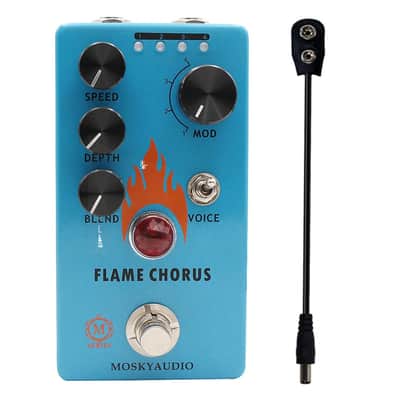 Mosky Flame Chorus Guitar Pedal with Speed/Depth/Blend/Voice Button + 9v Battery Cable image 1
