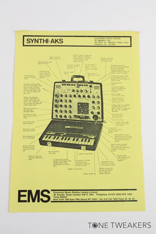 EMS Synthi AKS Spec Sheet Data Ad a vcs3 putney synthesizer VINTAGE SYNTH DEALER image 1