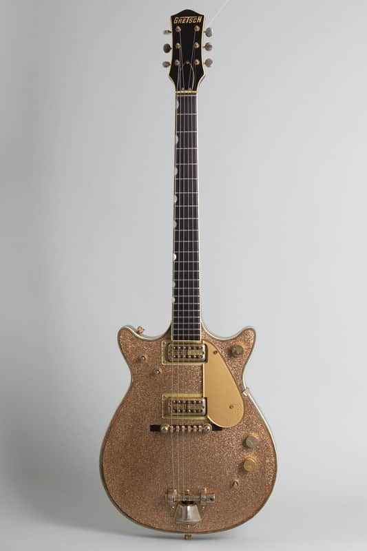 Gretsch  PX-6129 Champagne Sparkle Jet Semi-Hollow Body Electric Guitar (1962), ser. #46394, original blue-grey tolex hard shell case. image 1