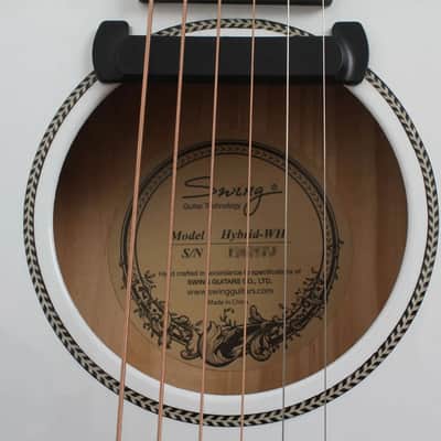 Swing Hybrid-White All Solid Electric Acoustic Slim Guitar Piezo Magnetic Pickup image 6