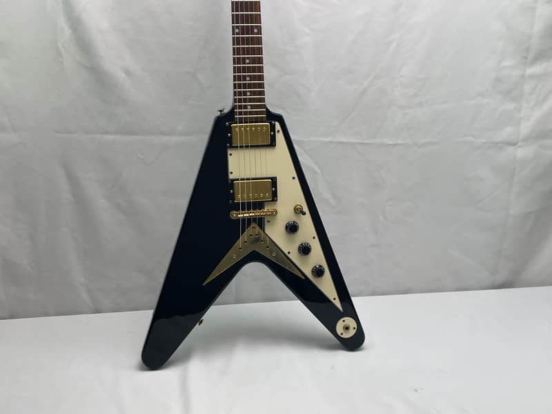 Epiphone '58 Reissue Korina Flying V Electric Guitar 2002 Ebony image 1
