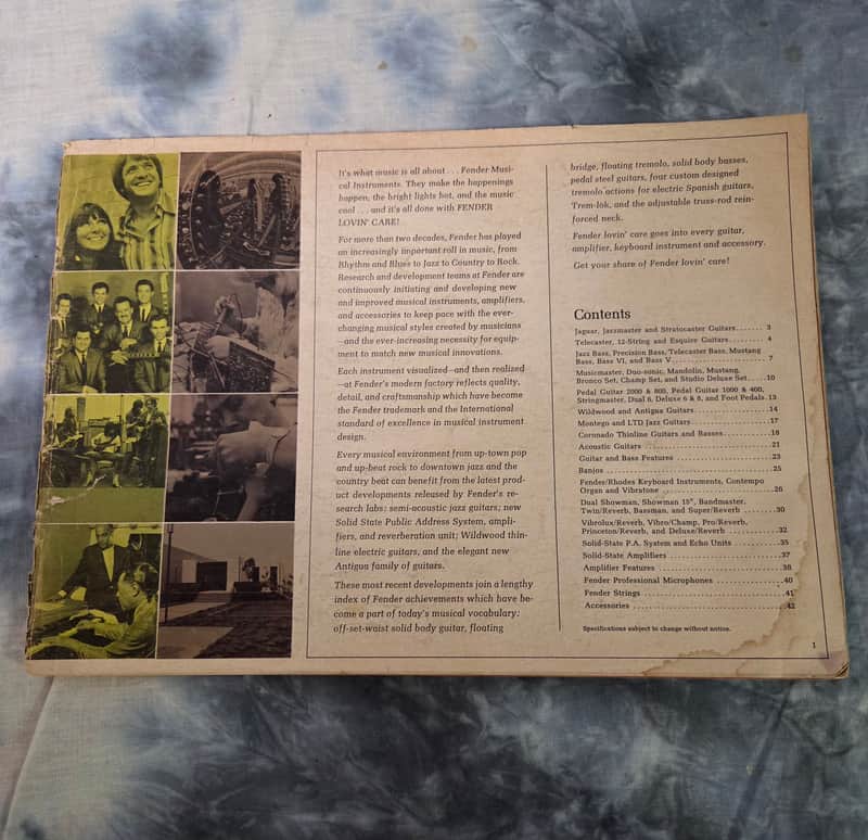 Vintage RARE 1969 Fender Guitar Amp Catalog Tele Strat Cover Missing Case Candy! image 1