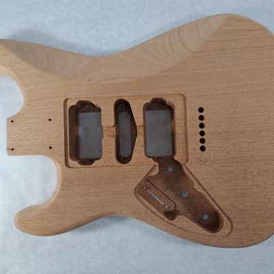 Unfinished 1 Pc. Mahogany HSH Hardtail guitar body - fits Fender Strat Stratocaster necks J1953 image 4