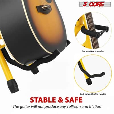 5Core Guitar Stool 3.15" Padded Chair Foldable Heavy Duty Music Seat Built in Foot Rest Guitar Stand - Yellow image 6
