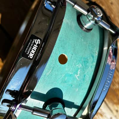 Custom made Snare Drum 12” x 5” Maple Snare 2025 - Distressed Retro Blue Venetian Plaster image 7