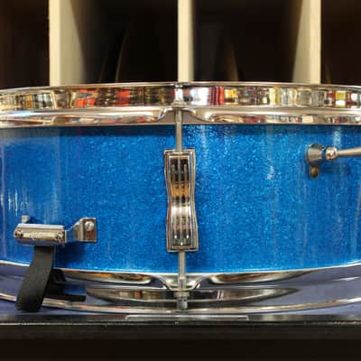 1960s Ludwig 5x14 Pioneer Snare Drum in Blue Sparkle image 2