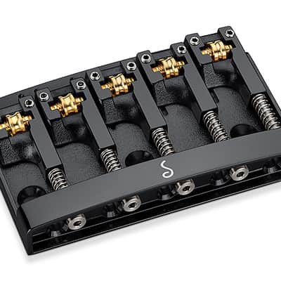 Schaller Germany 3D5 5-String Flatmount Roller Bass Bridge, BLACK 12140400