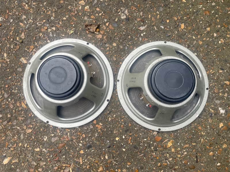 Matched pair vintage 1977 Celestion G12L blackback 20w 8ohm speakers for Marshall JMP amp image 1