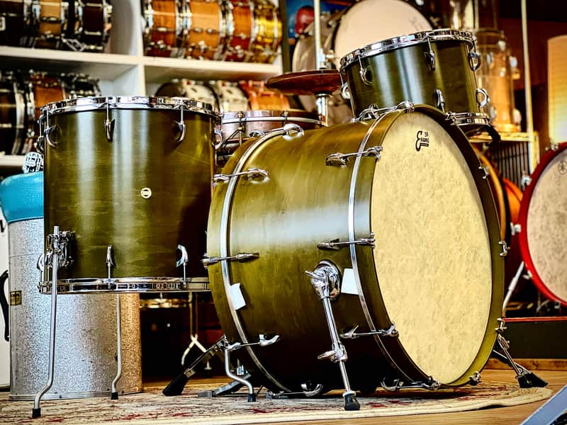 INDe Drum Labs Maple Rock Drum Set - Satin Olive image 1