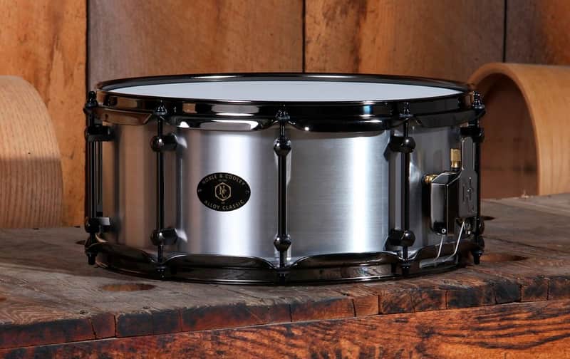 Noble & Cooley *Pre-Order* Alloy Classic 6x14" Cast Aluminum Snare Drum Raw with Protective Coating & Black Hardware | Made in the USA | Special Order | Authorized Dealer image 1