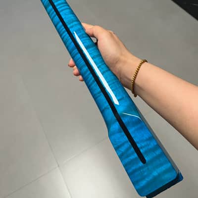AAAAA Tele Blue Gloss Natural color Flame Maple Electric Guitar Neck Round stainless steel 22 frets hole 10mm image 1