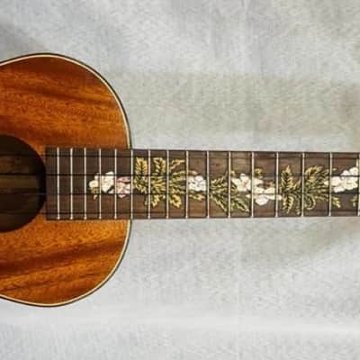 Baritone Ukulele Handmade by Blueberry,4 String Wood Floral Motif Ukulele ,Custom Handcrafted Wooden Ukulele,Nylon String image 10