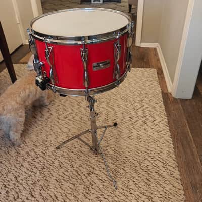 VINTAGE YAMAHA RECORDING CUSTOM 8x14 SNARE — HOT RED — NEW BATTER HEAD, NEW EXTENDED SNARE WIRES — VIDEO image 5