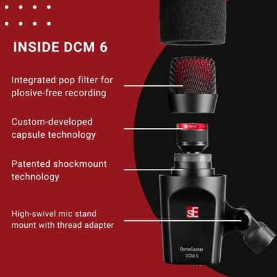 SE Electronics DCM6 Dynacaster DCM 6 Broadcast Microphone, Black image 4