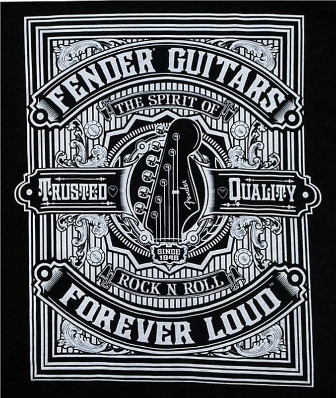 Fender Forever Loud Trusted Quality T-Shirt, Black, M 2016 image 1