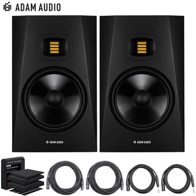 ADAM Audio T8V 8" Studio Monitor, Black (Pair) + Speaker Accessories Bundle image 1