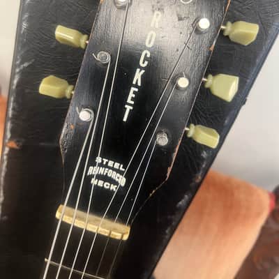Early 60s Harmony Rocket H54 Hollow Body Guitar Tobacco With Hard Case image 3