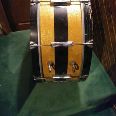 Ludwig Parade Drum 1960's-70's Gold Sparkle/Black 28x10 image 3
