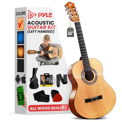 Pyle 36" Left-Handed 3/4 Acoustic Guitar Kit Natural image 1