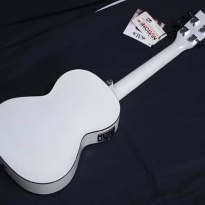 KALA Jazz Tenor Metallic White archtop acoustic electric UKULELE new UKE w/ Case image 6