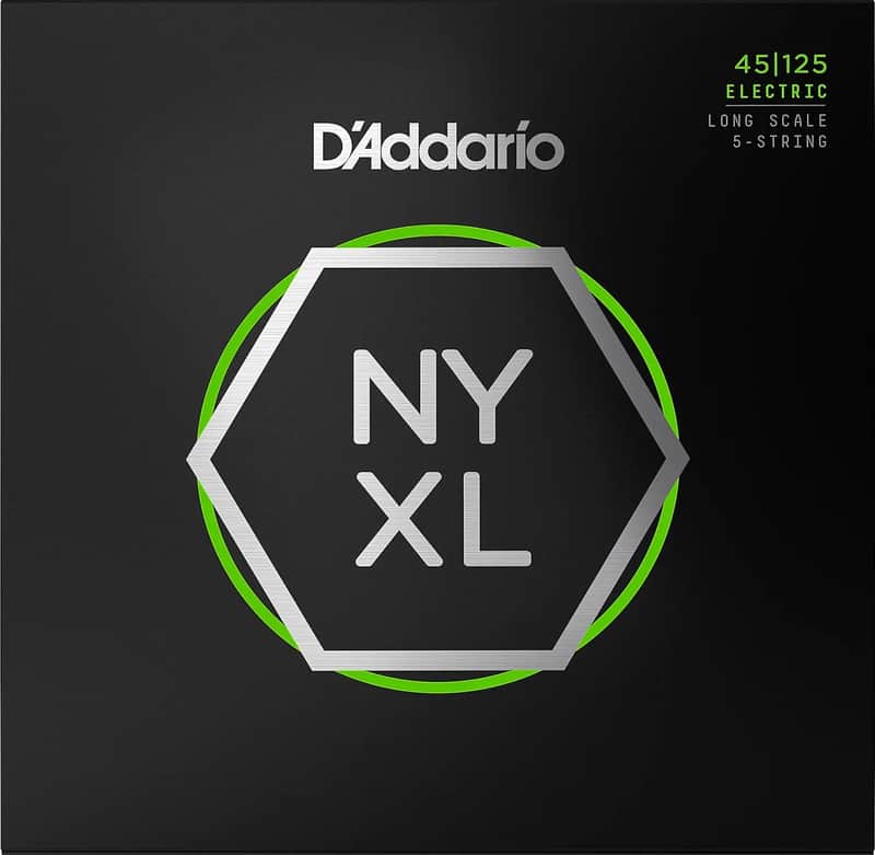 D'Addario NYXL45125 NYXL Light Top/Medium Bottom Nickel 5-String Bass Strings, 45-125 Long Scale image 1