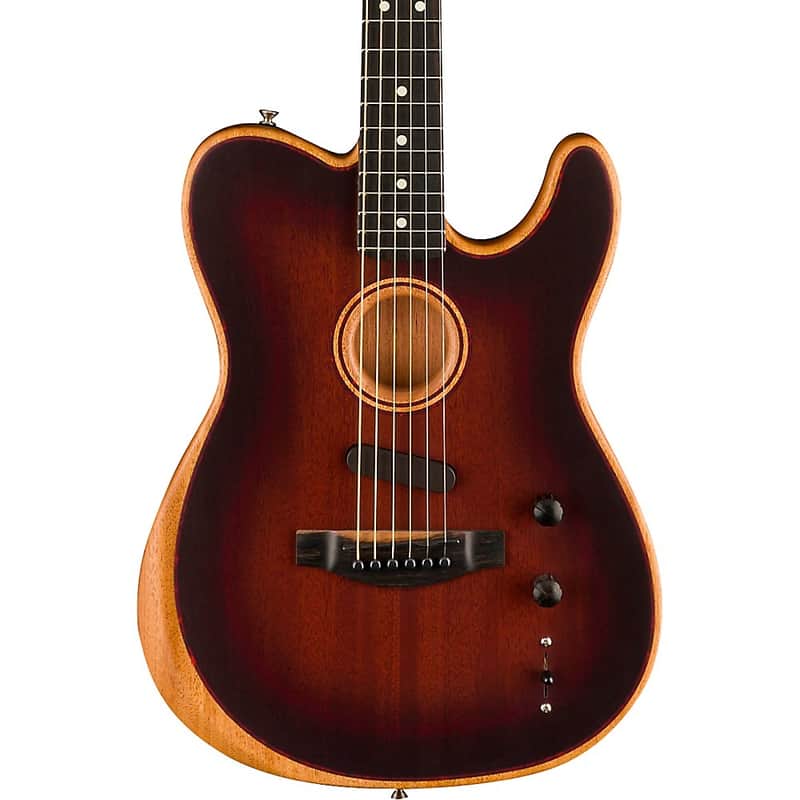 Fender American Acoustasonic Telecaster All-Mahogany Acoustic-Electric Guitar Regular Bourbon Burst image 1