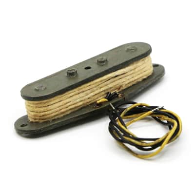 1978 Fender Telecaster Bass Pickup Rare Tele Staggered 4 Pole Piece White Cloth Gray Bobbin Yellow Black Plastic Wire Precision P Bass (#3 - 122378 - 7.87) image 6