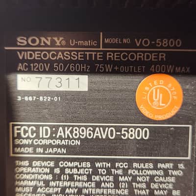 Vintage Sony VO-5800 Videocassette Recorder image 12