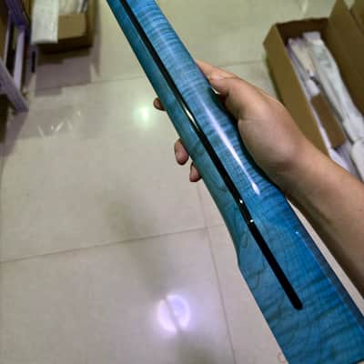 Blue Gloss 22Frets Flame Maple Electric guitar Neck 25.5in parts image 10