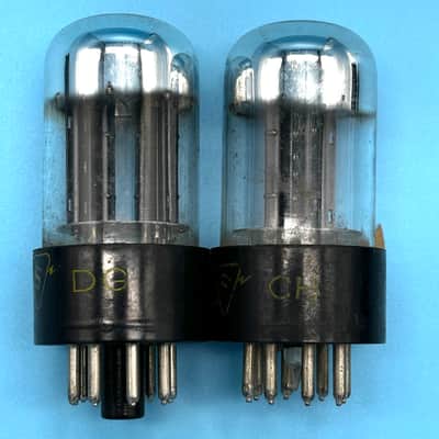 1950s Sylvania 6SN7GTB x2 Vintage Matched Pair Chrome Top Black Plate Tubes!T291 image 3