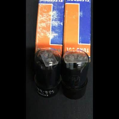 MATCHED Pair NOS TUNG SOL 6SL7GT Black Glass Vintage VACUUM TUBES K.9699 image 3