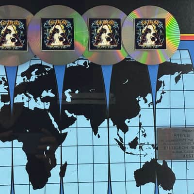 HUGE Def Leppard Hysteria World Map Award Presented To Steve Clark Gibson Guitars 15M Copies image 3