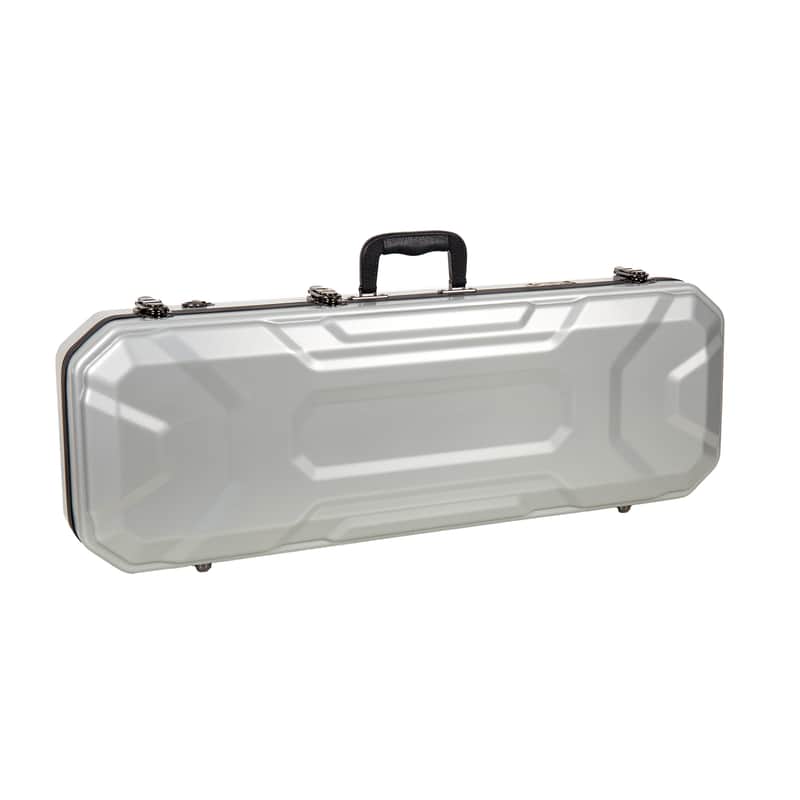 Crossrock Oblong Case fits 4/4 Full-Size Violin, Includes Interior Compartment, 2 Bow Holders, Security Lock, and Detachable Straps-Silver image 1