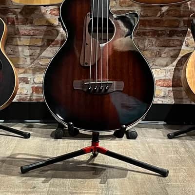Ibanez AEGB24FEMHS Fretless Auditorium Acoustic Electric Bass - Mahogany Sunburst image 3