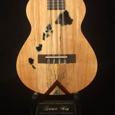 Handmade 8 String Tenor Ukulele, Solid Spalted Maple, Acacia, The Islands Soundhole, Soft-bag, Bruce Wei UG17-3043 image 6