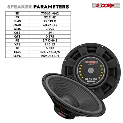 5 Core 15" Subwoofer Speaker 450W MAX PA DJ Replacement Audio Sub Woofer 8Ohm Bass Driver image 6