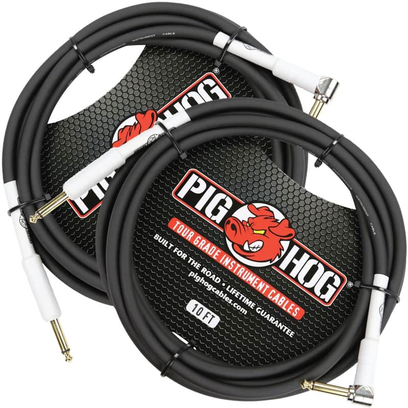 2 Pack Pig Hog PH10R 10ft Right Angle 8mm 1/4"-1/4" Inst Cable Lifetime Warranty! image 1