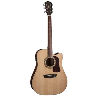 Washburn D10SCE Heritage 10 Series Dreadnought Cutaway Acoustic Electric Guitar. Natural image 6
