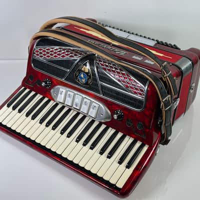 Vintage Universal Accordion Made in Italy Red Pearl
