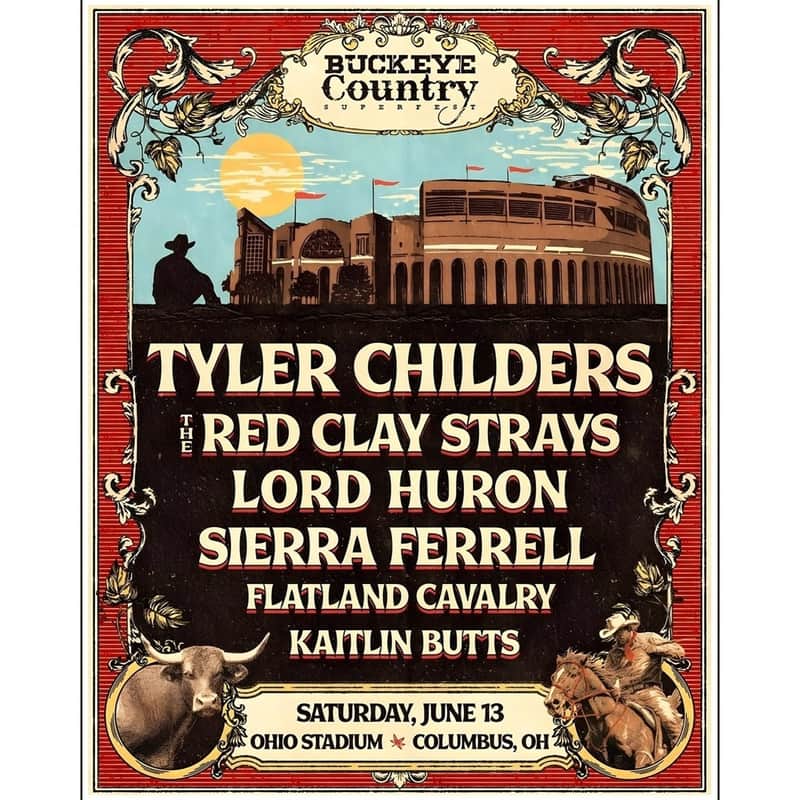 Buckeye Country Superfest 2026 Ltd Ed New RARE Festival Poster! TYLER CHILDERS THE RED CLAY STRAYS LORD HUROON SIERRA FERRELL FLATLAND CALVARY KAITLIN BUTTS Country Indie Rock Folk Bluegrass Red Dirt Americana image 1