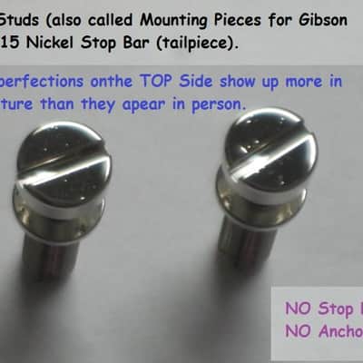 one pair of rarely handled, near A+ genuine Gibson Nickel STUDS, also called Mounting Pieces (NO anchors) for PTTP-015 Nickel Stop Bar Tail piece (Stop Bar Tailpiece NOT included) nickel finish (ninc alloy metal) image 1