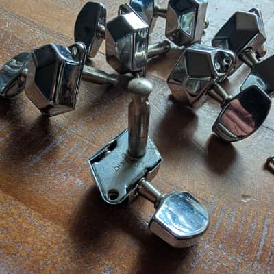 JinHo 3+3 Vintage Guitar Tuning Pegs Chrome Full Set image 7