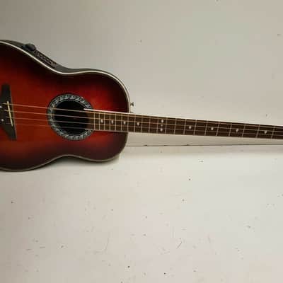 Long Scale Round Back Electro Acoustic Bass - Burled Maple Top image 3