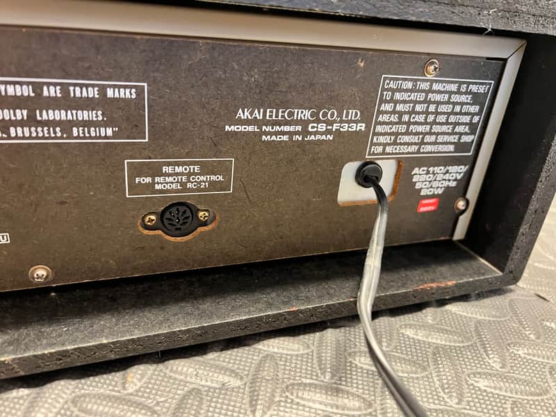 Akai CS-F33R vintage stereo cassette deck player with Wood case