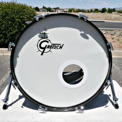 Gretsch USA Custom 22" x 16" Bass Drum - Vintage 60s (?) - Modernized and Re-Wrapped Black Finish - PV MUSIC Drum Shop Inspected / Tuned and Tested - Looks / Sounds Great - Very Good to Excellent Condition image 1