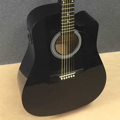 Squier by Fender SA-105CE Acoustic-Electric Guitar Black SA105 Pickup Fishman Preamp EQ Tuner image 2